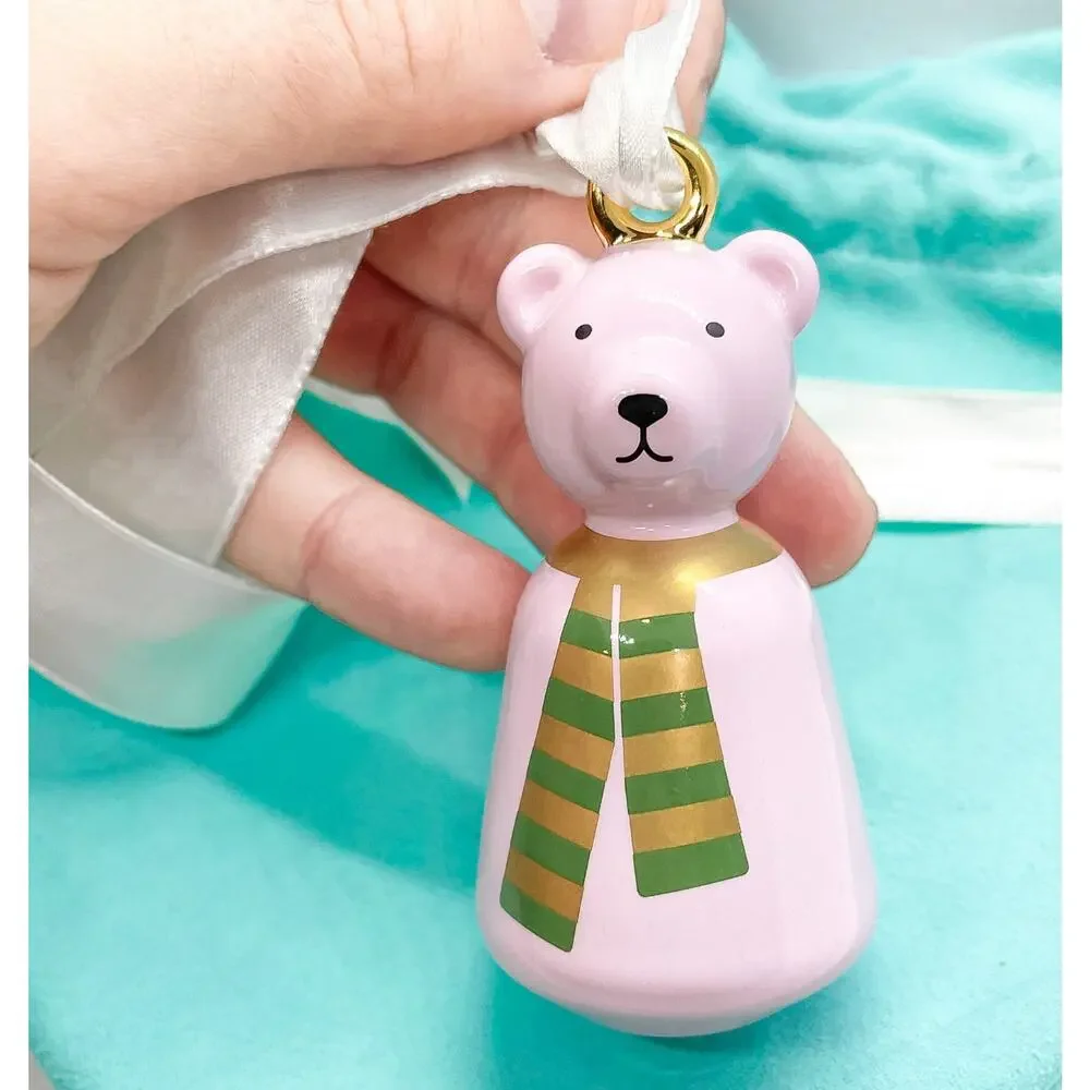 Tiffany & Co. Pink Polar Bear Christmas Ornament Box & Pouch - Replaced Ribbon